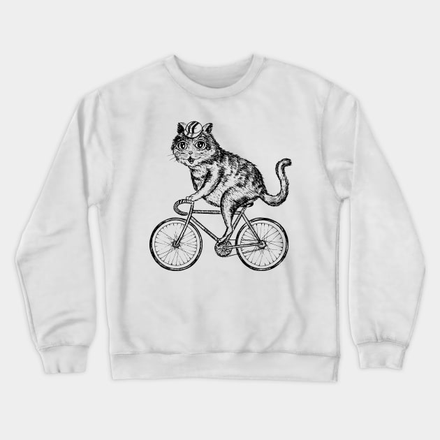 The cat on a bike Crewneck Sweatshirt by Gudaiurii